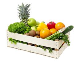 Caixas de frutas e legumes